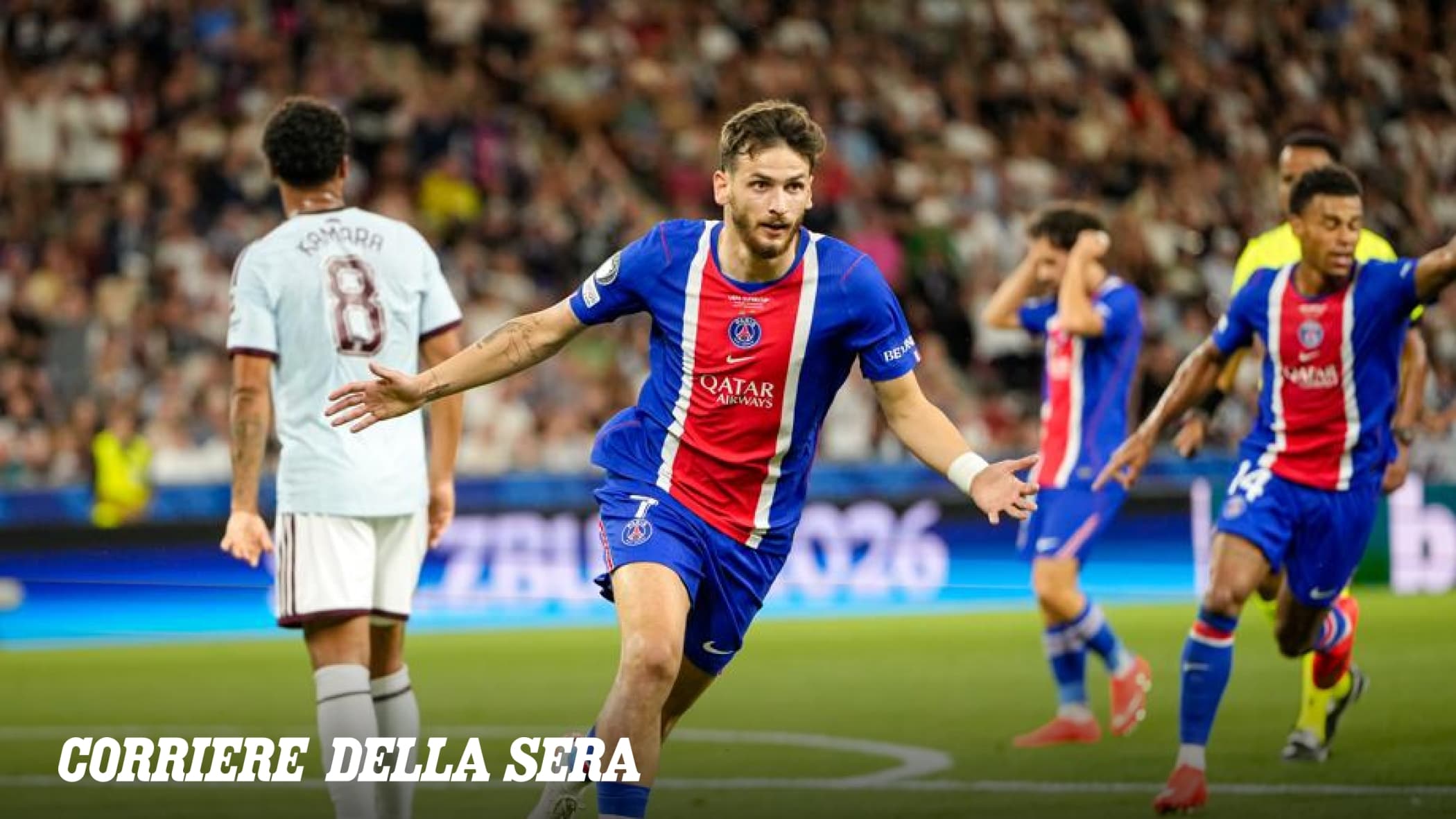 Il Psg vince la Supercoppa Uefa 2026 contro l'Aston Villa 2-1: decidono i gol di Kvaratskhelia e Doué