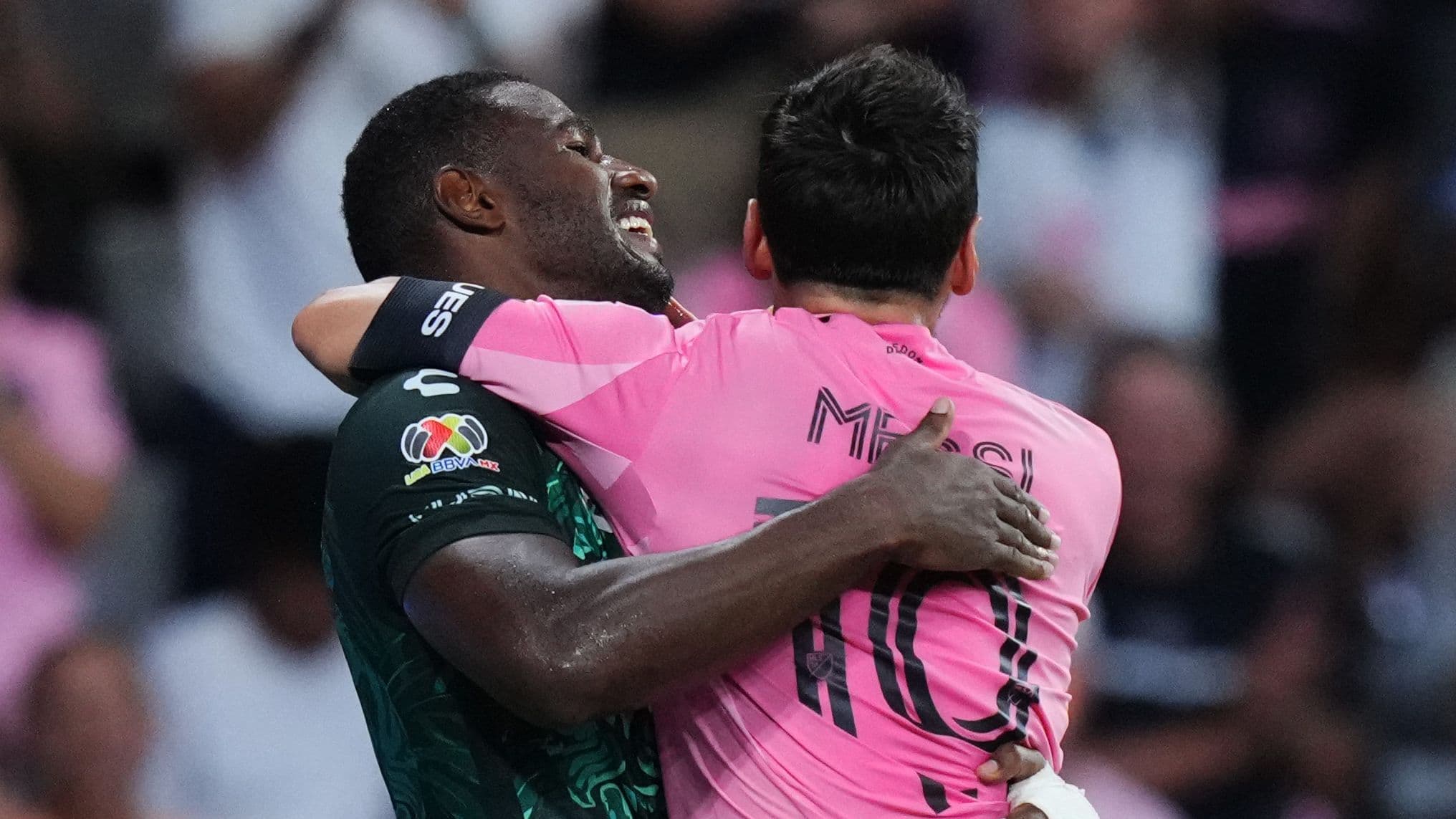 VIDEO: Lionel Messi hugged and lifted by Jhohan Romana on Inter Miami return following father's death