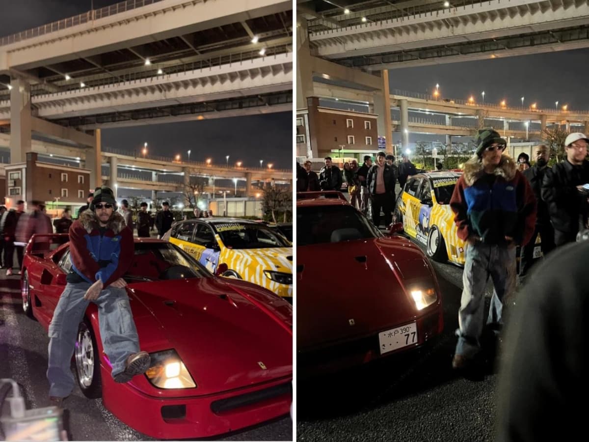 Lewis Hamilton si presenta a sorpresa a un raduno di auto vicino Tokyo a bordo di una F40 rossa da 4 milioni di dollari
